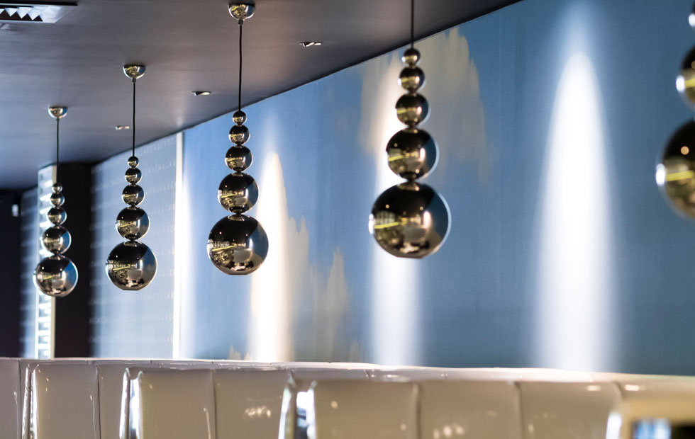 Slider Bubble and Beads at CAU Kingston Restaurant, Pendant Lighting, Innermost