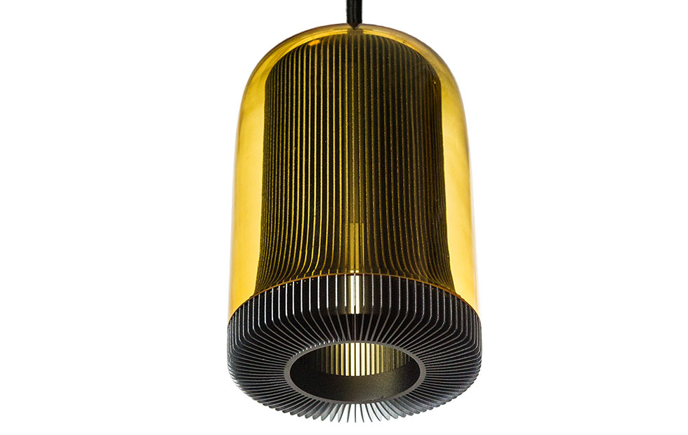Slider Innermost Dub Pendants, Small in grey with Amber Glass