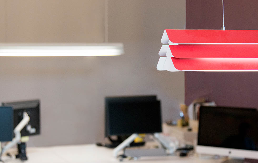 Slider Innermost Gable at Open Plan Office, Providing Desk Lighting, London, UK