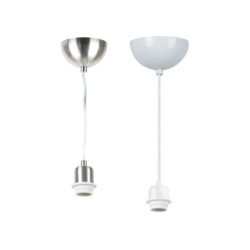brushed steel and white pendant lamp holders