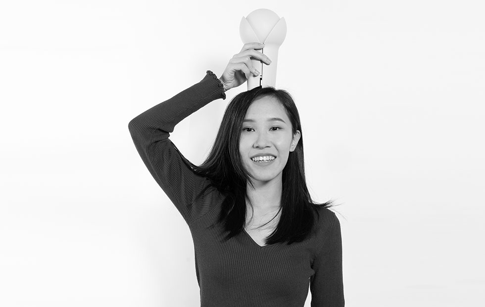 melissa yip with innermost portable bud lamp on her head