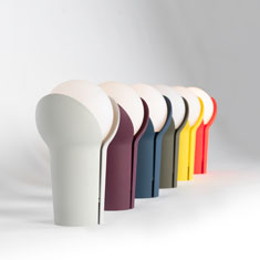portable bud lamp colour range in a display at a side angle