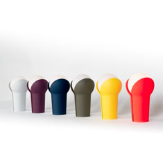 portable bud lamp colour range in a display at a side angle